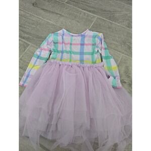 Kiki + Lulu‎ Girls Plaid Tulle Dress Size 2T Long Sleeve Purple Pink Green Blue